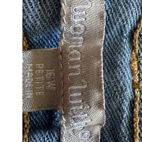 Women Within Perfect Side-Elastic Cotton Button Front Denim Jeans Skirt P/16W - Picture 4 of 5